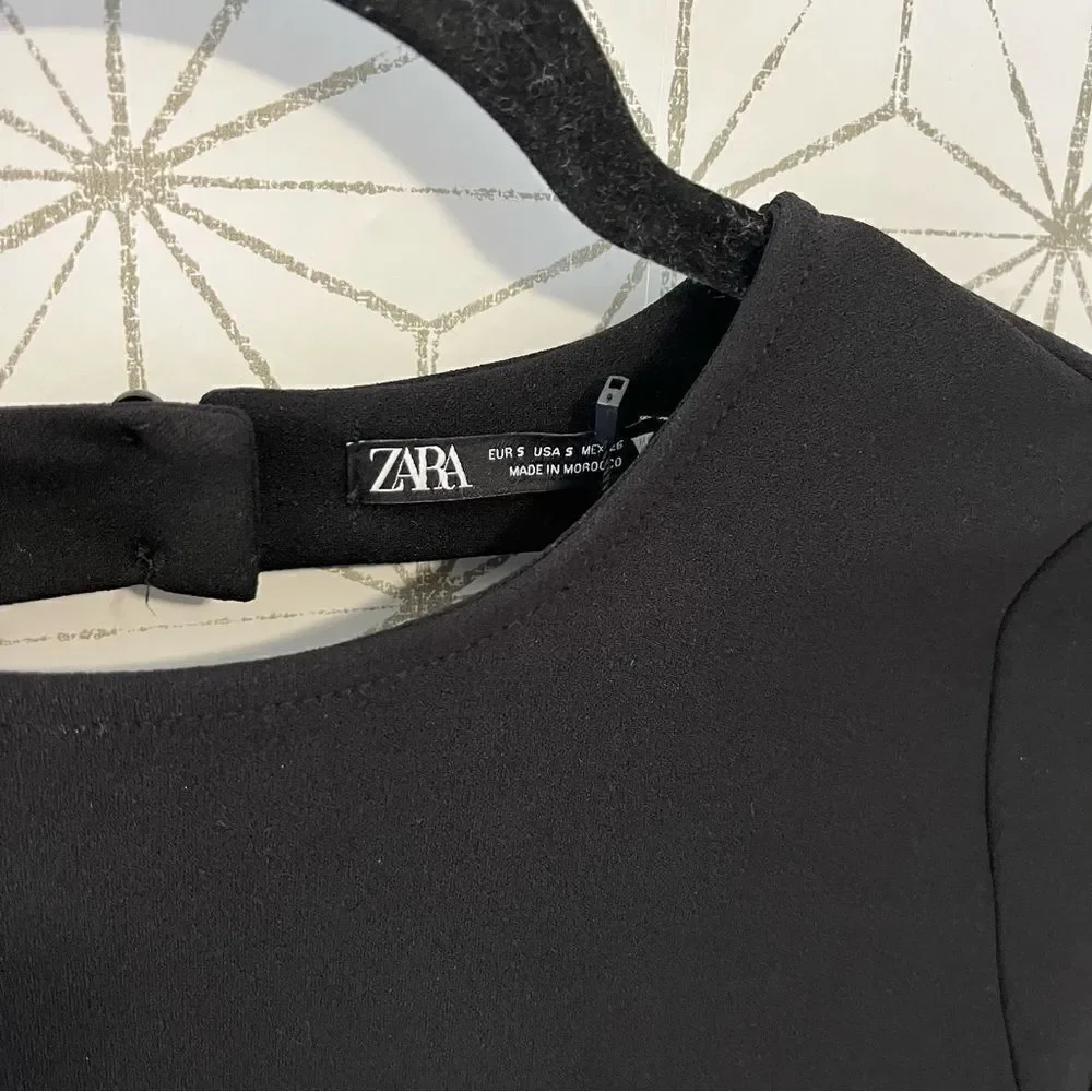 Zara Backless Black Long Sleeve Top